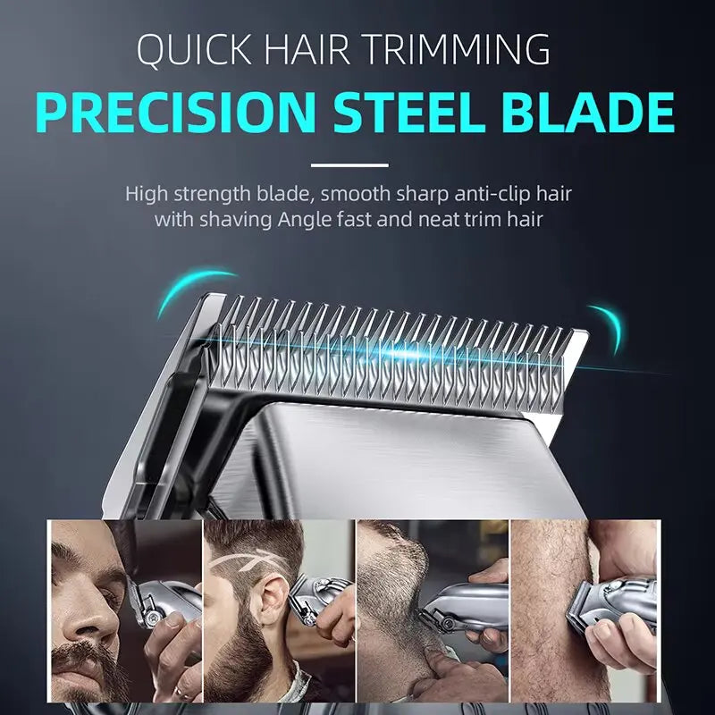 Full Metal Combo Kit Barber Hair Clipper For Men Professional Electric Beard Hair Trimmer Rechargeable Haircut NEW