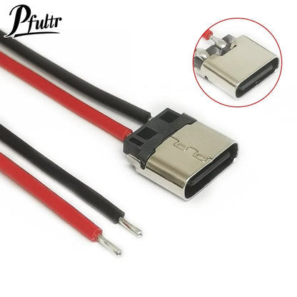 Hot 5Pcs USB Type-C 2P Welding Wire Female Connector Cable For Mobile Phone Charging