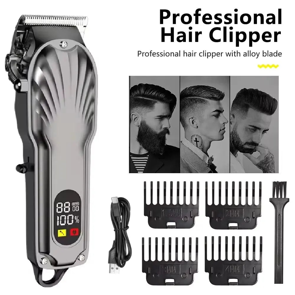 Full Metal Combo Kit Barber Hair Clipper For Men Professional Electric Beard Hair Trimmer Rechargeable Haircut NEW